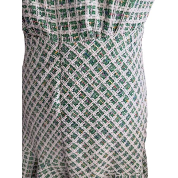 TAYLOR Green Boucle Stretch Drop Waist Ruffle Dress Size 8 - Picture 10 of 13
